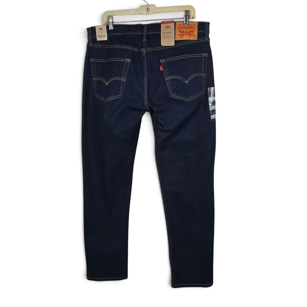 Levi's 502 Taper Jeans Mens 34x32 Dark Wash Indigo Stretch Denim NEW Classic